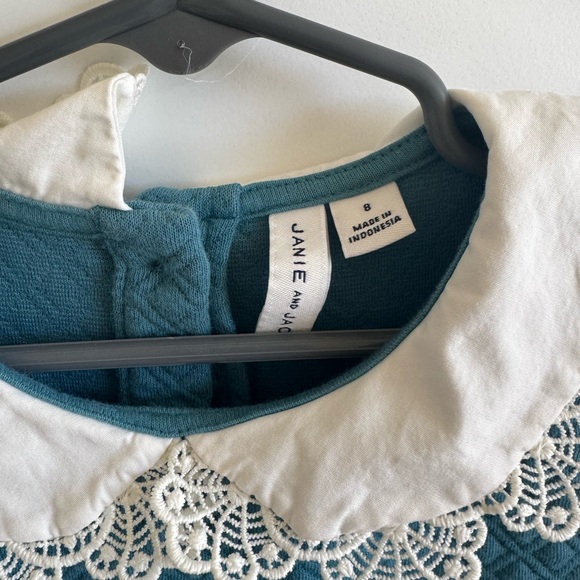 Janie and Jack Teal Dress with Lace Collar - Picture 3 of 3